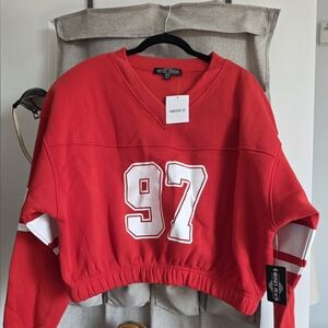 Forever 21 Red Cropped Sweatshirt